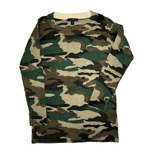 J.Crew‎ Women Merino Wool Camouflage Crewneck Lightweight Sweater XS Grunge Y2K